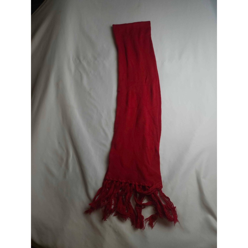 Apple Bottoms Red Knit Scarf Rhinestone Logo Y2K Fringe Cotton Blend